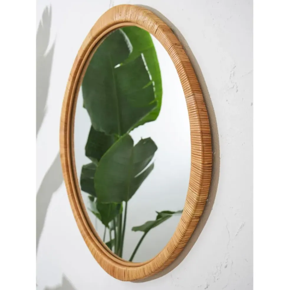 Miroir rond en rotin d87cm - Rotin