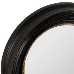 Miroir rond noir et dore d21cm en résine - Aureol