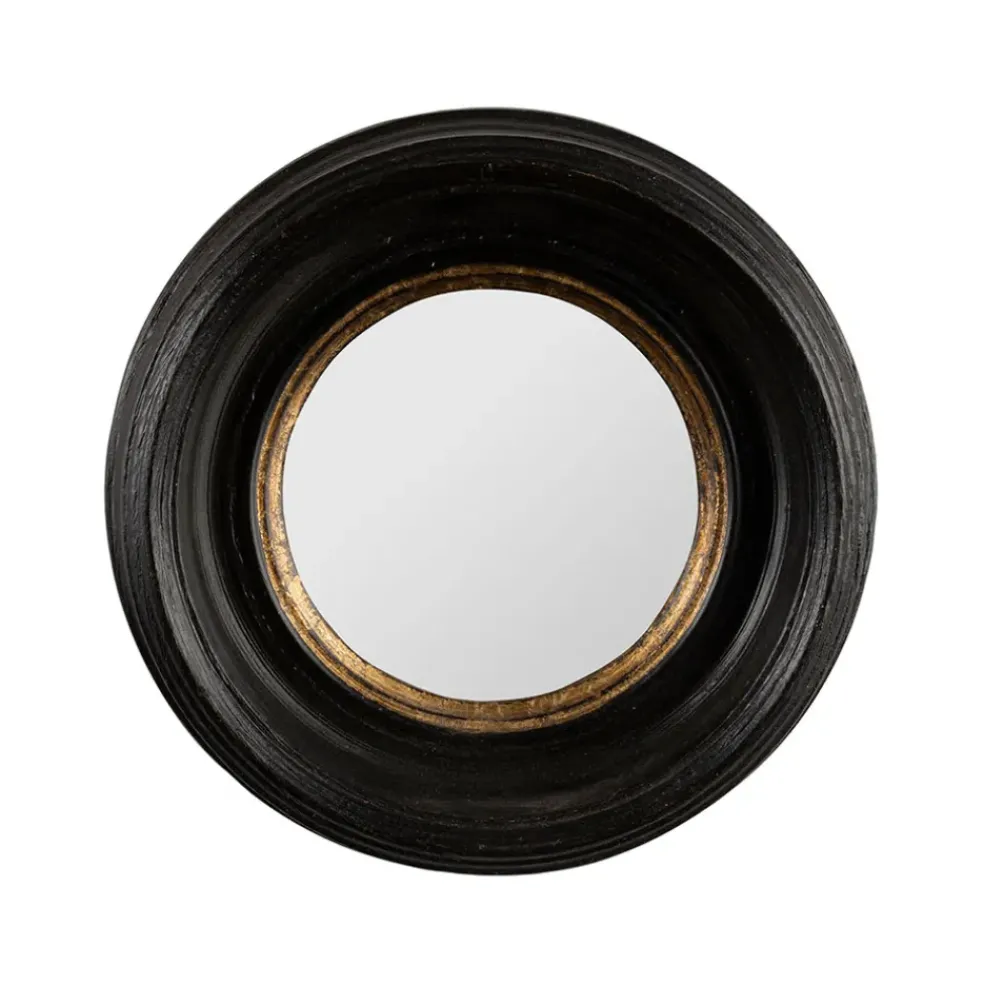 Miroir rond oeil de sorciere noir et doré d16cm - Aureol