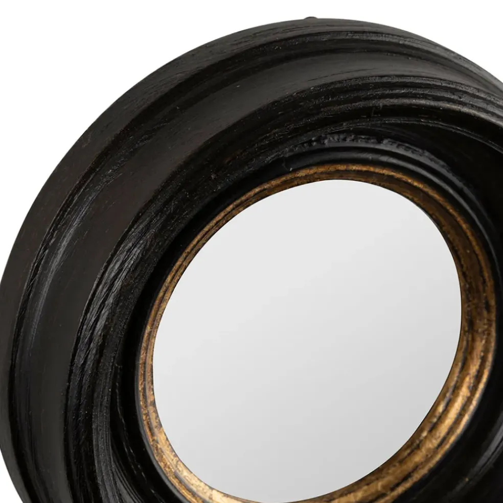 Miroir rond oeil de sorciere noir et doré d16cm - Aureol