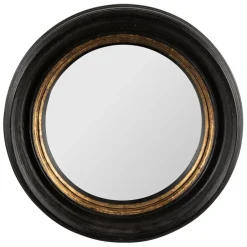 Miroir rond oeil de sorciere noir et doré d33cm - Aureol