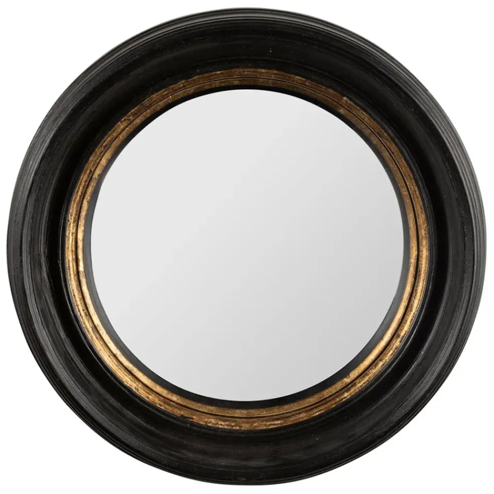 Miroir rond oeil de sorciere noir et doré d33cm - Aureol
