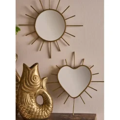 Miroir soleil en laiton doré 20x20cm - Jolinio