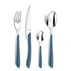 Ménagère 24 pièces acier et bleu denim - Eclat