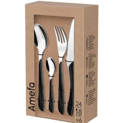 Ménagère 24 pièces acier et noir - Eclat