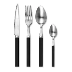 Ménagère 24 pièces en inox et noir - Cottage