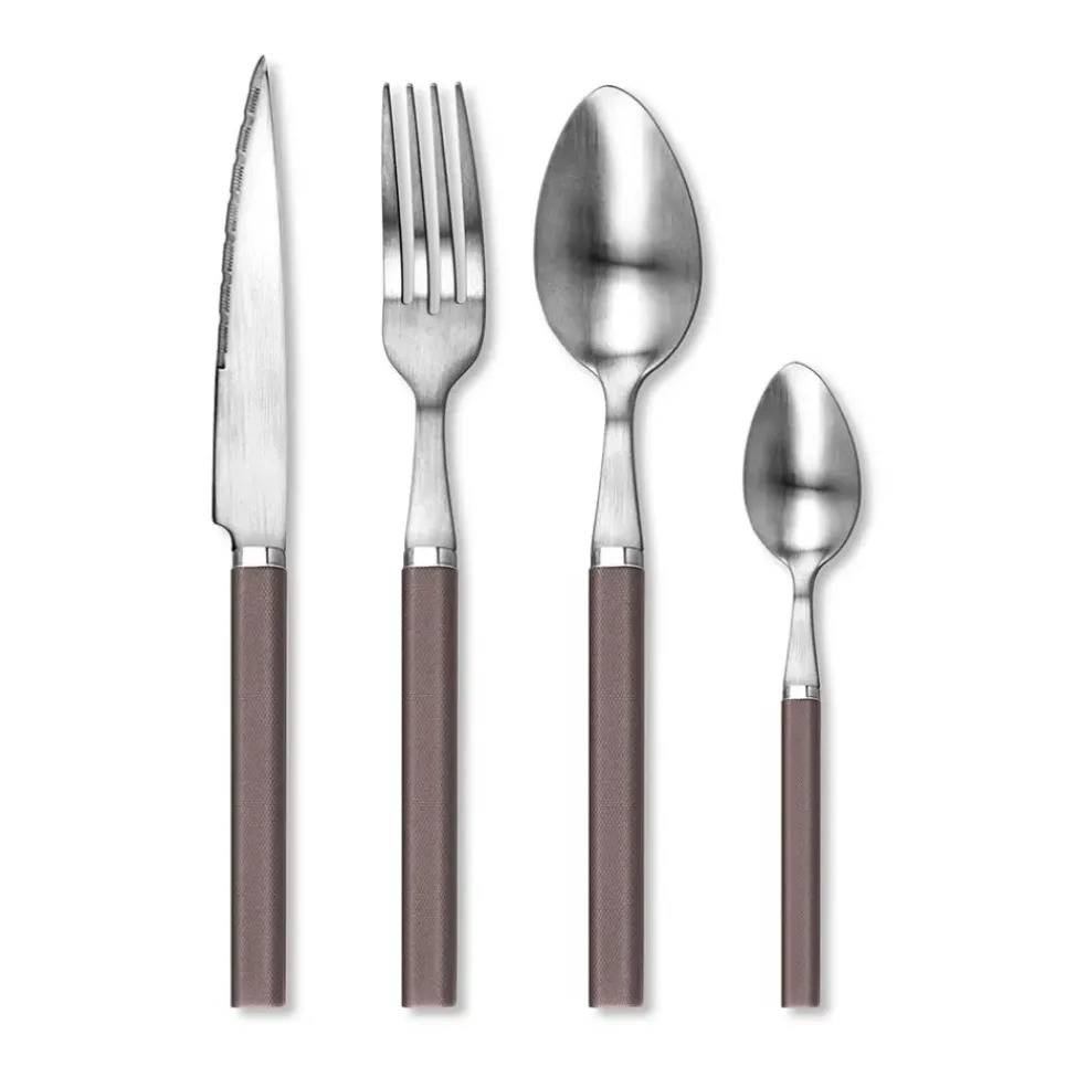 Ménagère 24 pièces en inox et manche bois de rose - Cottage