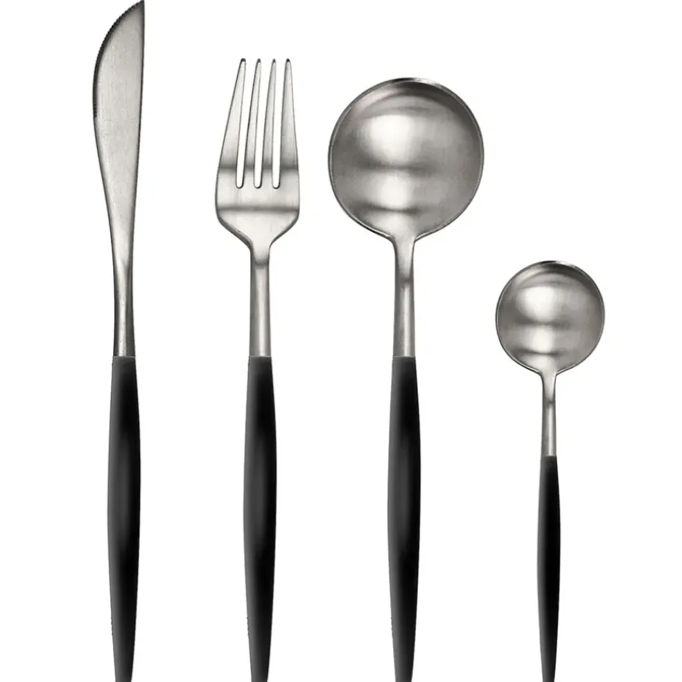 Ménagère 16 pièces en inox et noir - Mazarin