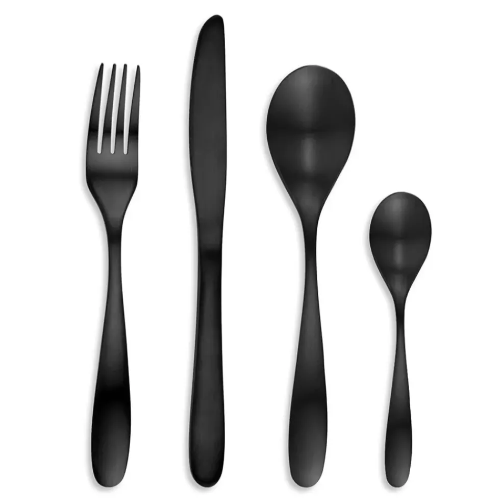 Ménagère 16 pièces en inox noir mat - Bagatelle