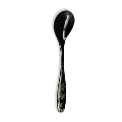 Ménagère 16 pièces en inox noir motif printemps