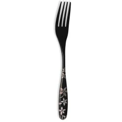 Ménagère 16 pièces en inox noir motif printemps