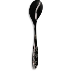 Ménagère 16 pièces en inox noir motif printemps