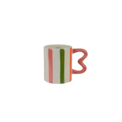 Mug en dolomite rayé avec anse rose