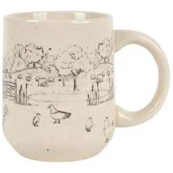 Mug en grès blanc moucheté 35cl - La Ferme