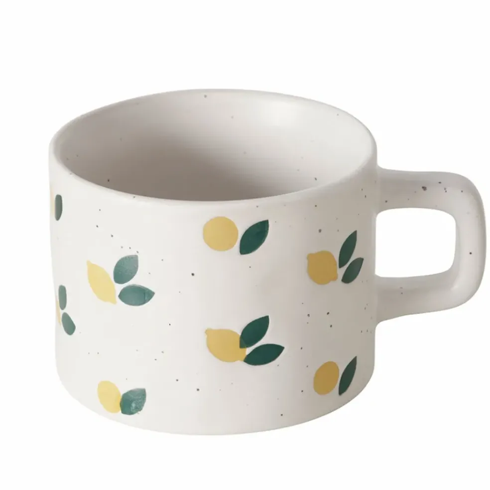 Mug en grès citron blanc 32cl