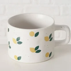Mug en grès citron blanc 32cl