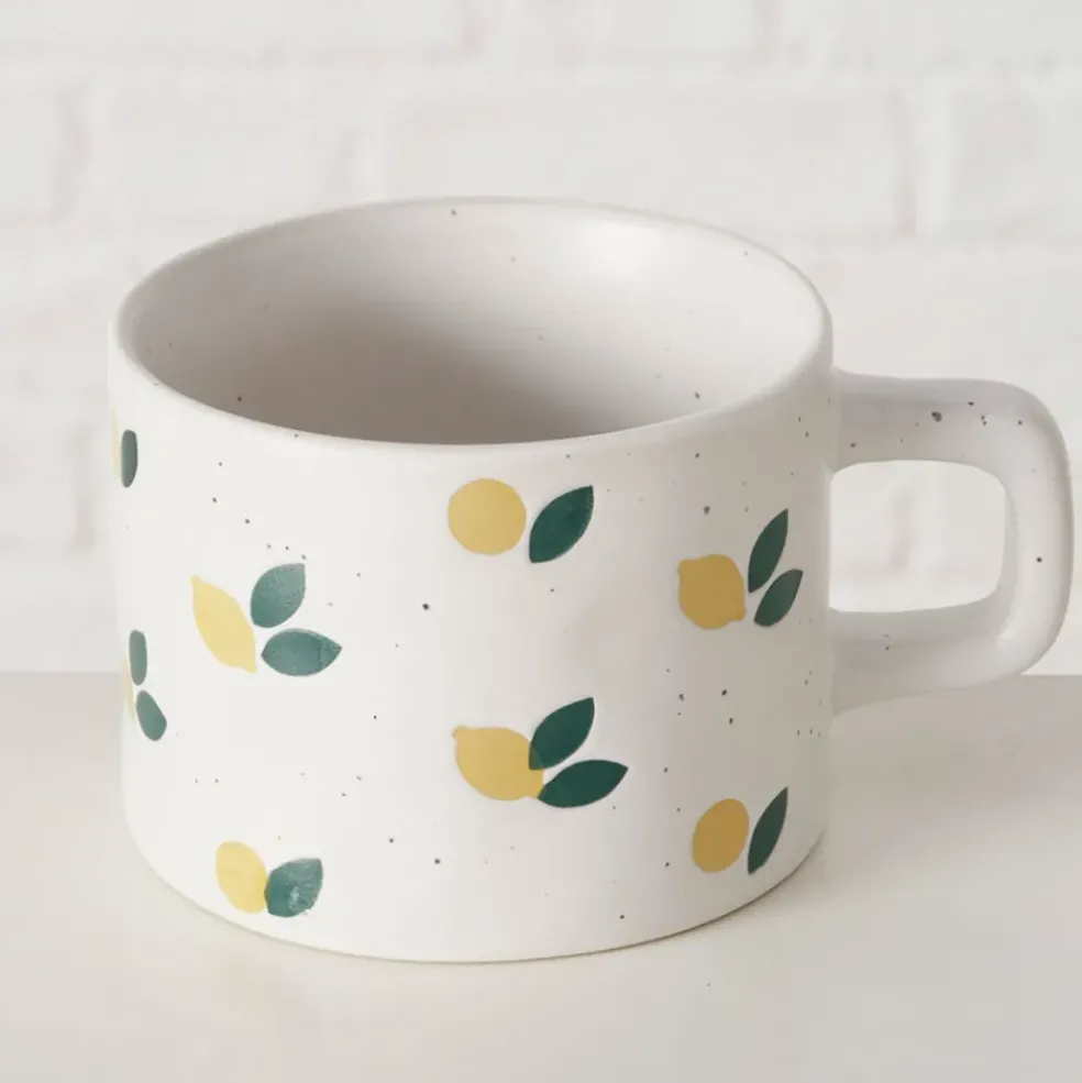 Mug en grès citron blanc 32cl