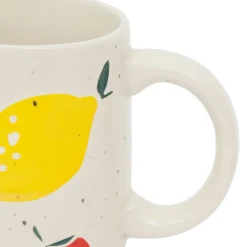 Mug en grès moucheté écru et multicolore 38cl - Les Fruits