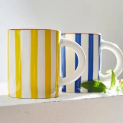 Mug en grès rayé indigo et blanc 40cl - Alaria