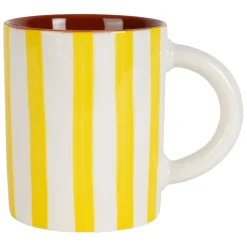 Mug en grès rayé jaune et blanc 40cl - Alaria