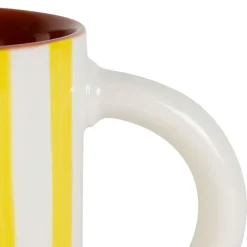 Mug en grès rayé jaune et blanc 40cl - Alaria
