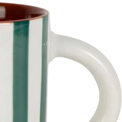 Mug en grès rayé émeraude et blanc 40cl - Alaria