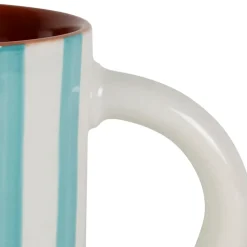 Mug en grès rayé turquoise et blanc 40cl - Alaria