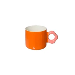 Mug en porcelaine brillant orange - Fleur
