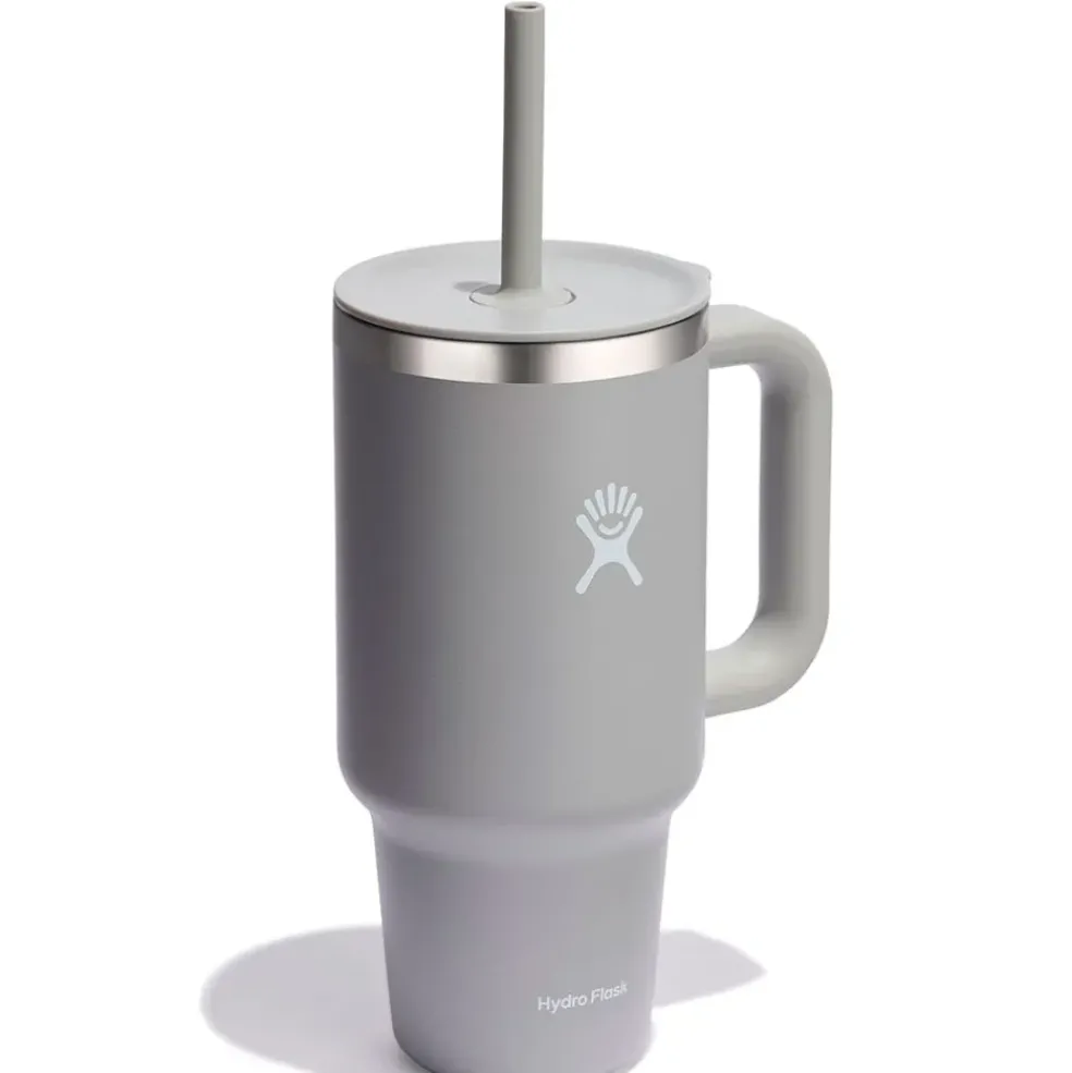 Mug isotherme avec poignée et paille gris 946ml
