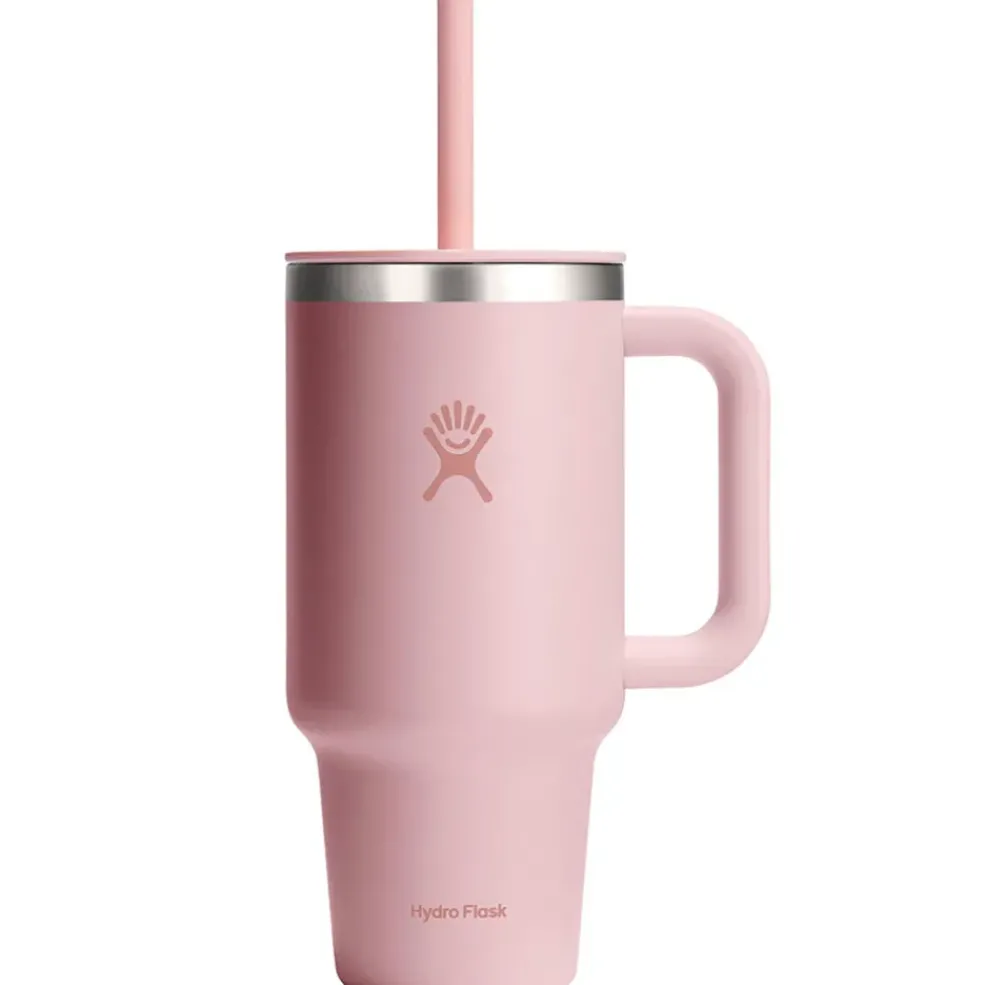 Mug isotherme avec poignée et paille rose 946ml