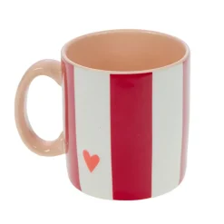 Mug Maman rayé rouge et blanc en porcelaine - Ella