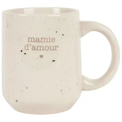 Mug Mamie en grès blanc moucheté 35cl - Bonheur Étoilé