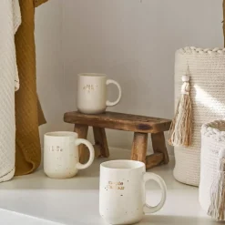 Mug Mamie en grès blanc moucheté 35cl - Bonheur Étoilé