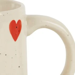 Mug Merci en grès blanc et rouge moucheté 35cl - Famille