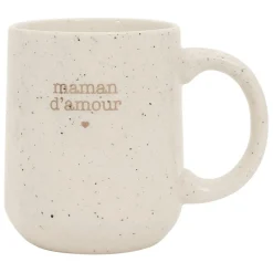 Mug moucheté maman en grès blanc 38cl - Beezz