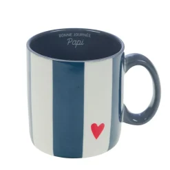 Mug Papi rayé bleu et blanc en porcelaine - Ella