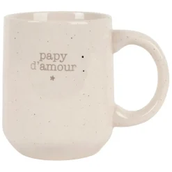 Mug Papy en grès blanc moucheté 35cl - Bonheur Étoilé