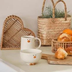 Mug Pingouin en grès blanc moucheté 35cl - Sweetdream