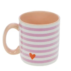 Mug rayé rose et blanc en porcelaine - Ella