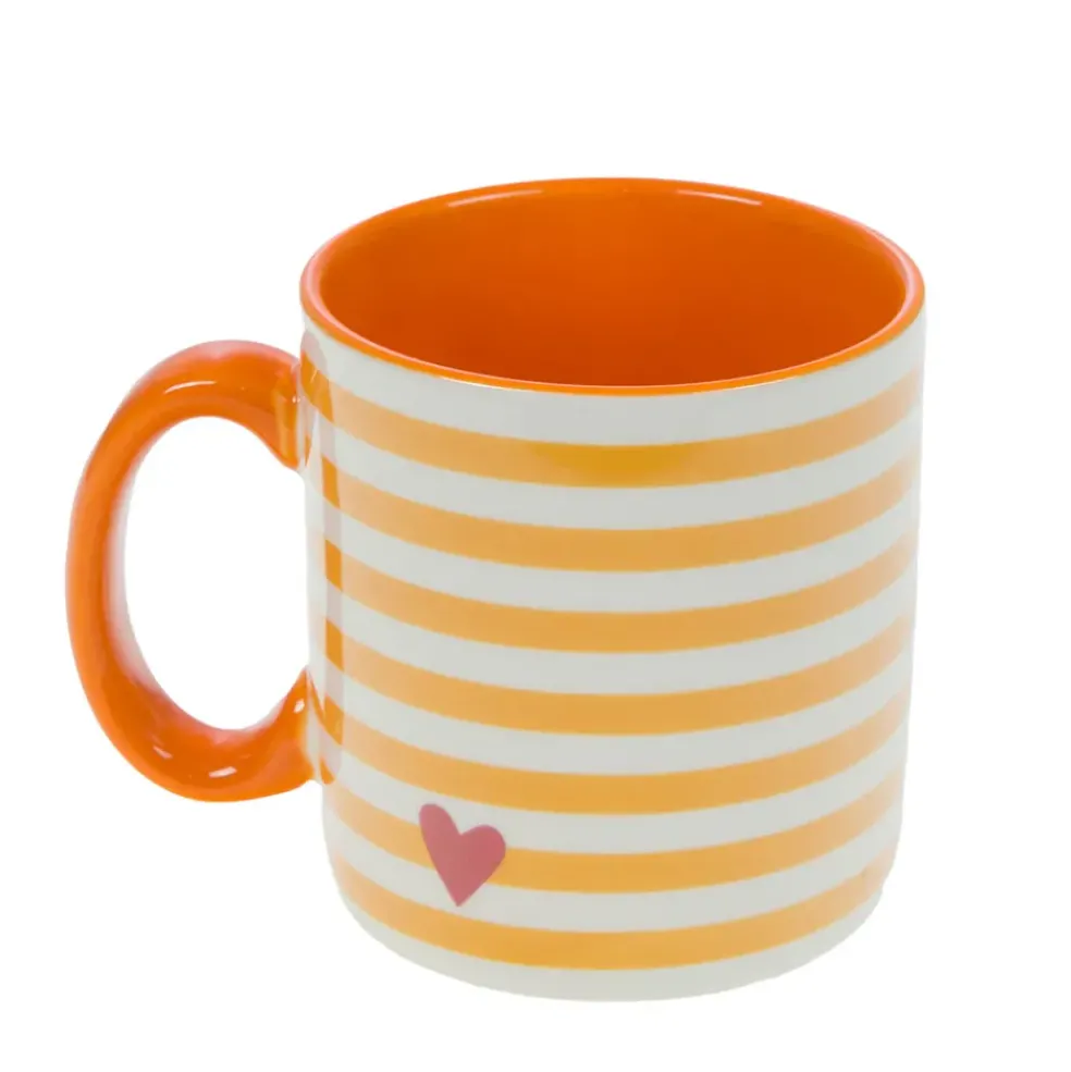 Mug rayé rouge et blanc en porcelaine - Ella