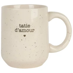 Mug tatie en grès blanc moucheté 35cl