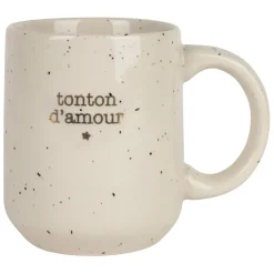 Mug tonton en grès blanc moucheté 35cl