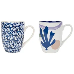 Mugs x2 bleu et parme 37.5cl en porcelaine - funny