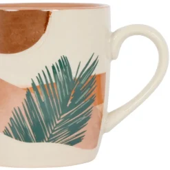 Mugs x2 terracotta et vert 30cl en porcelaine - sweet leaves