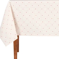 Nappe carrée en coton blanc et rouge 160x160cm - P'tits cœurs