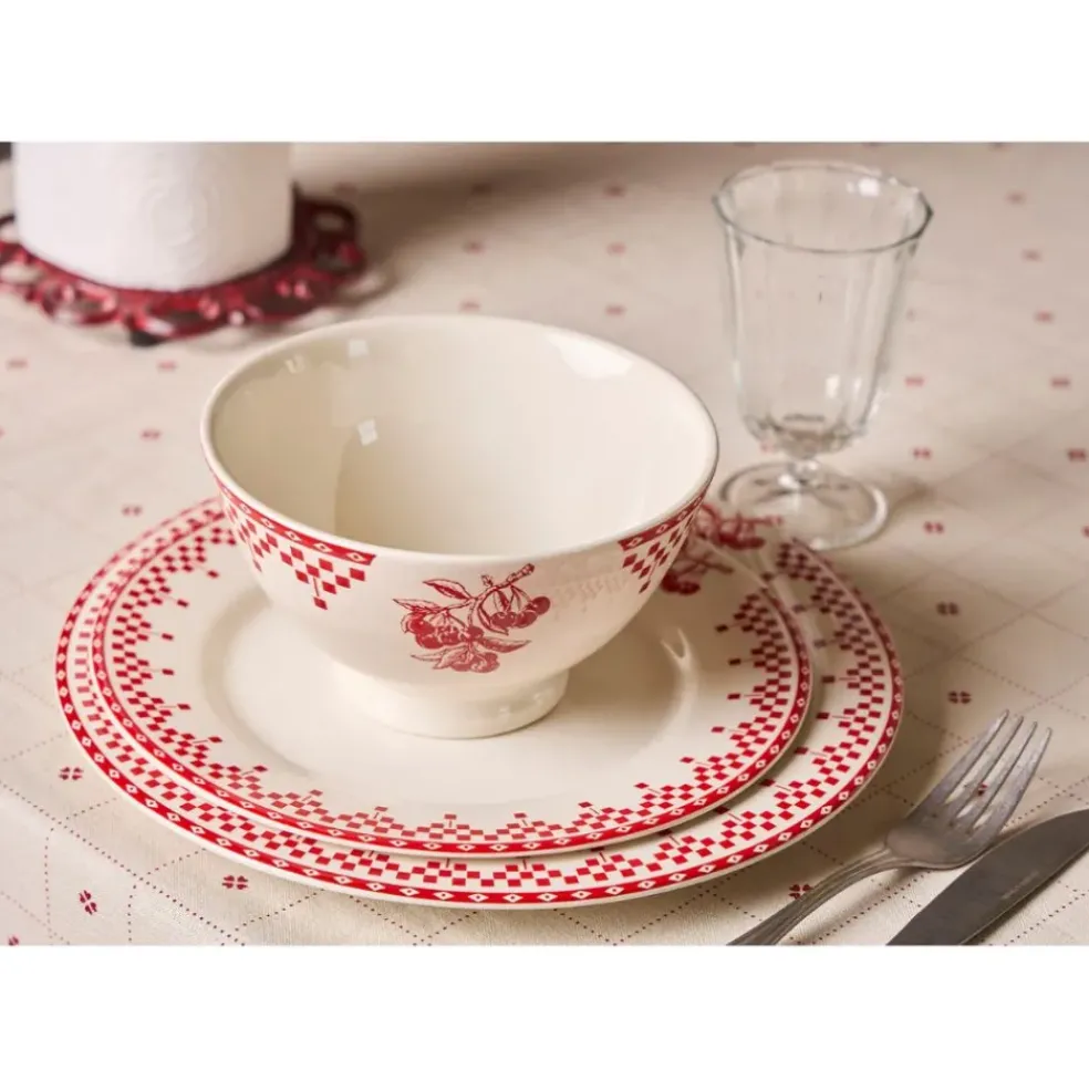 Nappe carrée en coton blanc et rouge 160x160cm - P'tits cœurs