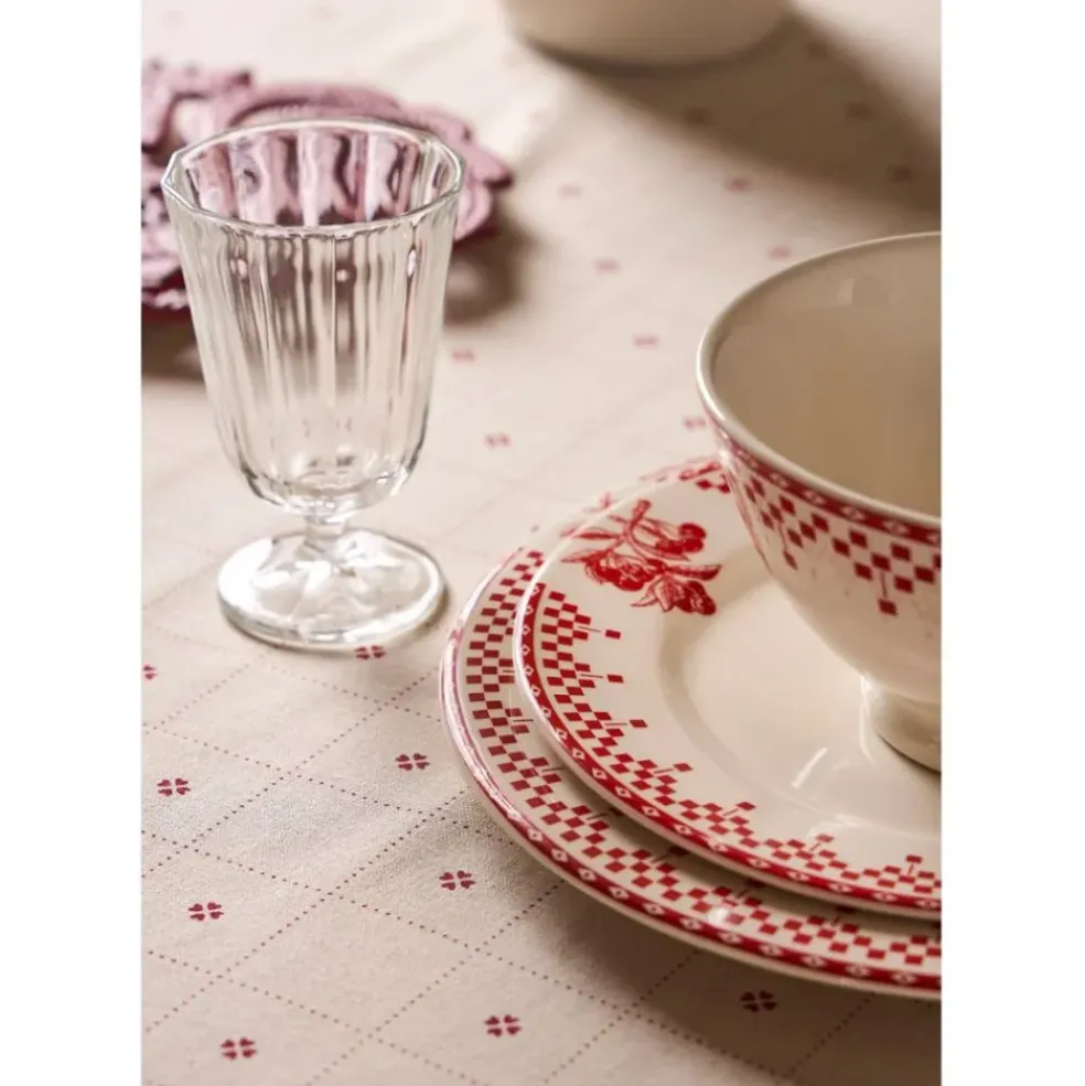 Nappe carrée en coton blanc et rouge 160x160cm - P'tits cœurs