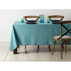 Nappe corino turquoise 160x160cm coton lavé 170g/m2