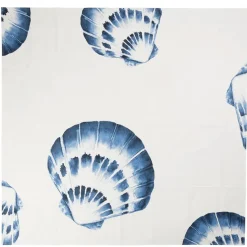 Nappe en coton enduit blanc et bleu 320x160cm - Bord De Mer