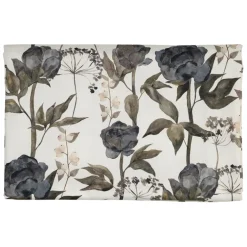 Nappe en coton gris vert 260x160cm - Rose noire